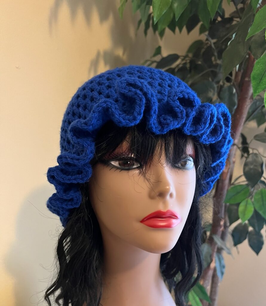 Handmade Crochet Blue Ruffle Hat Betty's Crocheted Creations